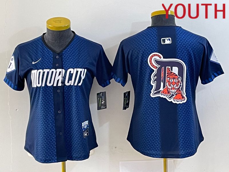 Youth Detroit Tigers Blank Blue City Edition Nike 2024 MLB Jersey style 5